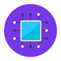 Processor chip icon, flat vector design of microchip