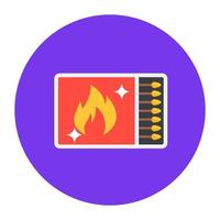 A small stick with fire to burn stove or burn any stuff symbolizing matchbox icon vector