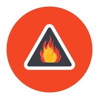 Flame inside triangle showing concept of fire hazard icon vector