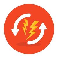 Power bolts with arrows, renewable energy icon vector