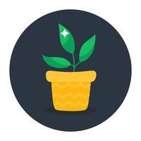 Mud potted plant, icon of sprout in flat style vector