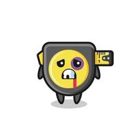 injured tape measure character with a bruised face vector