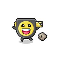 the happy tape measure cartoon with running pose vector