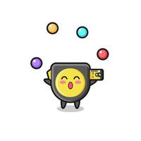 the tape measure circus cartoon juggling a ball vector