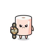 tissue roll mascot character as a MMA fighter with the champion belt vector