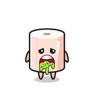 the cute tissue roll character with puke vector