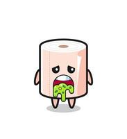 the cute tissue roll character with puke vector
