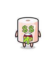 tissue roll character with an expression of crazy about money vector