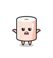 tissue roll mascot character saying I do not know vector