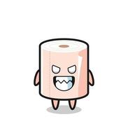 evil expression of the tissue roll cute mascot character vector