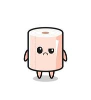 the mascot of the tissue roll with sceptical face vector