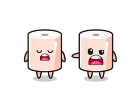 illustration of the argue between two cute tissue roll characters vector