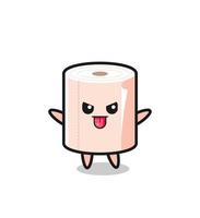 naughty tissue roll character in mocking pose vector