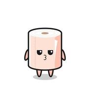 the bored expression of cute tissue roll characters vector