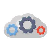 Gears with cloud, icon of cloud management in flat style vector