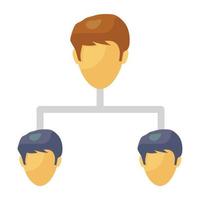 An icon of team network, leadership in flat editable style vector