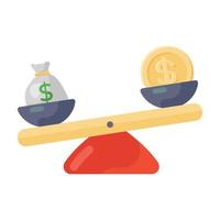 Compare price icon, flat design of money comparison vector