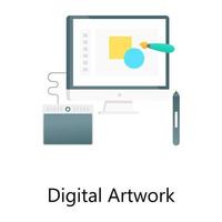 gráficos de computadora o icono de arte digital en diseño de gradiente de concepto plano vector