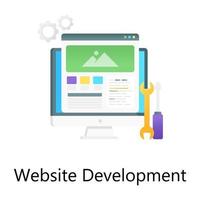 herramientas con sitio web que denota el desarrollo del sitio web en un icono de concepto de gradiente plano vector
