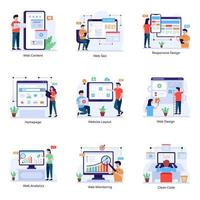 Collection of Web Development Flat Illustrations vector