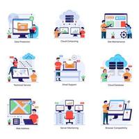 Collection of Web Hosting Flat Illustrations vector