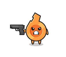the cute whistle character shoot with a gun vector