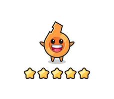 la ilustración de la mejor calificación del cliente, silbato lindo personaje con 5 estrellas vector