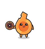 illustration of an whistle character eating a doughnut vector