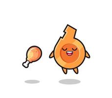 cute whistle floating and tempted because of fried chicken vector