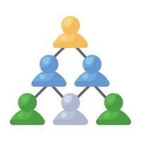 An icon of team network, leadership in flat editable style vector