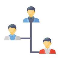 An icon of team network, leadership in flat editable style vector