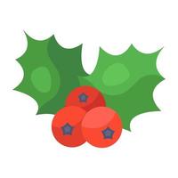 Holy berries also known as mistletoe, flat icon vector