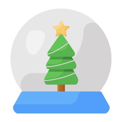 Cedar tree inside ball, christmas globe vector
