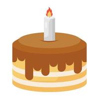 Candle burning on cake, easter cake vector design