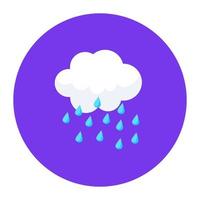 estilo plano de lluvia, icono de lluvia de nubes en estilo moderno vector