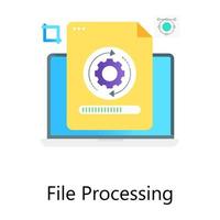 Gear over page, file processing flat gradient concept icon vector