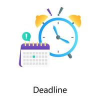 Alarm clock with calendar, deadline flat gradient concept icon vector