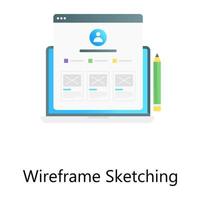 Conceptual flat gradient vector of wireframe sketching