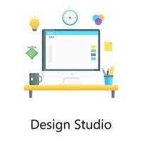 A design studio concept icon, flat gradient editable vector design