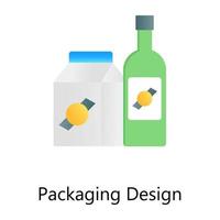 botellas de plástico en un icono de concepto de gradiente plano que representa el diseño del embalaje vector