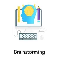 diseño gráfico digital que muestra el concepto de lluvia de ideas b cabeza humana dentro del monitor vector