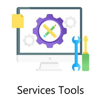 Service tools flat gradient concept icon, screwdriver with spanner vector