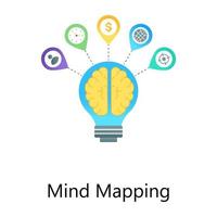 Variety of ideas into mind, mind mapping flat gradient concept icon vector