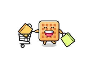 black Friday illustration with cute waffle mascot vector