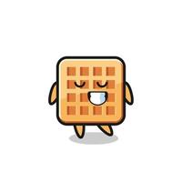 waffle cartoon illustration with a shy expression vector