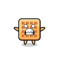 wrathful expression of the waffle mascot character vector