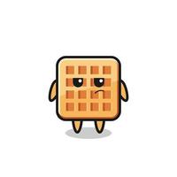 cute waffle character with suspicious expression vector