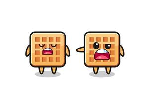 illustration of the argue between two cute waffle characters vector