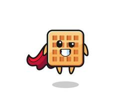 the cute waffle character as a flying superhero vector