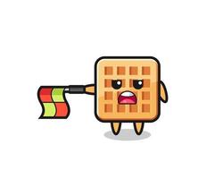 waffle character as line judge hold the flag straight horizontally vector